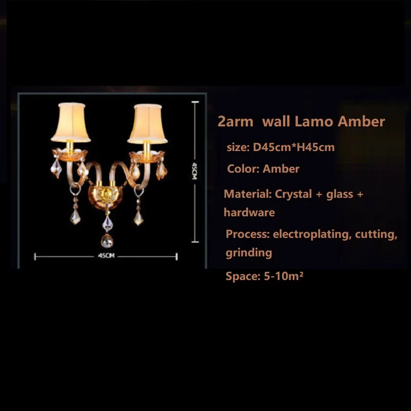 

Modern fashion crystal wall lamp ofhead k9 crystal lighting champagne gold wall lamps