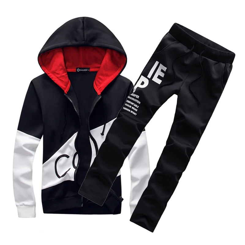 5XL Large Size Tracksuit Men Set Fad Brand Sporting Suit Track Sweat Print Sweatsuit Male Sportswear Jackets Hoodie with Pants