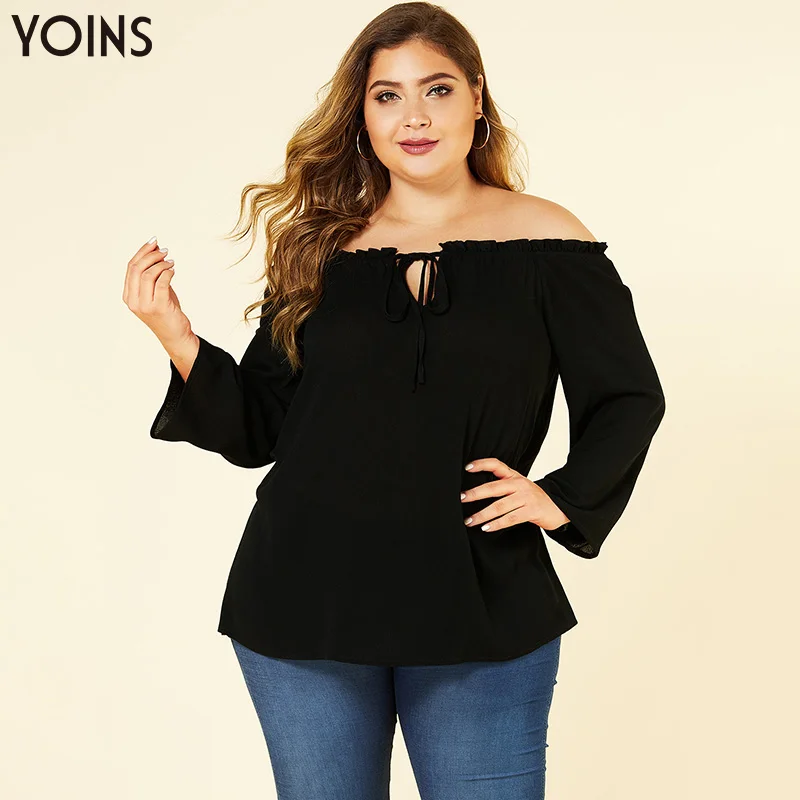 Женская блузка с открытой спиной YOINS элегантная повседневная оборками и длинным