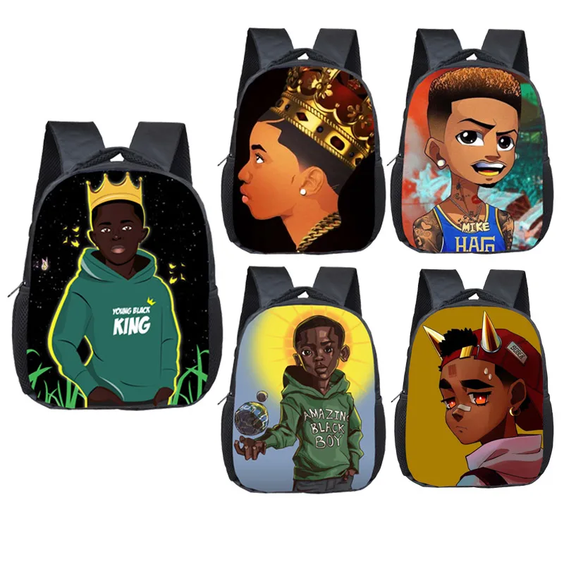 

Africa American Boys Print School Bags Children mini backpack Brown Afro Science Boys Kindergarten Backpack kids Small Bookbag