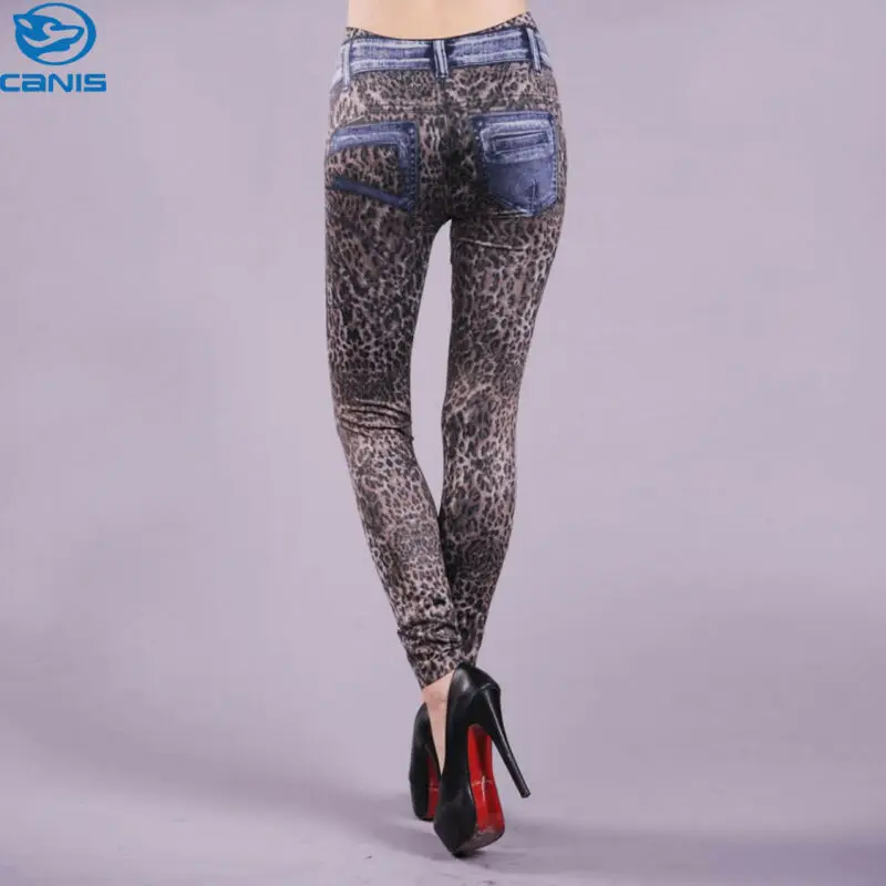 Новинка 2020 Чулки с леопардовым принтом женские обтягивающие джинсовые штаны