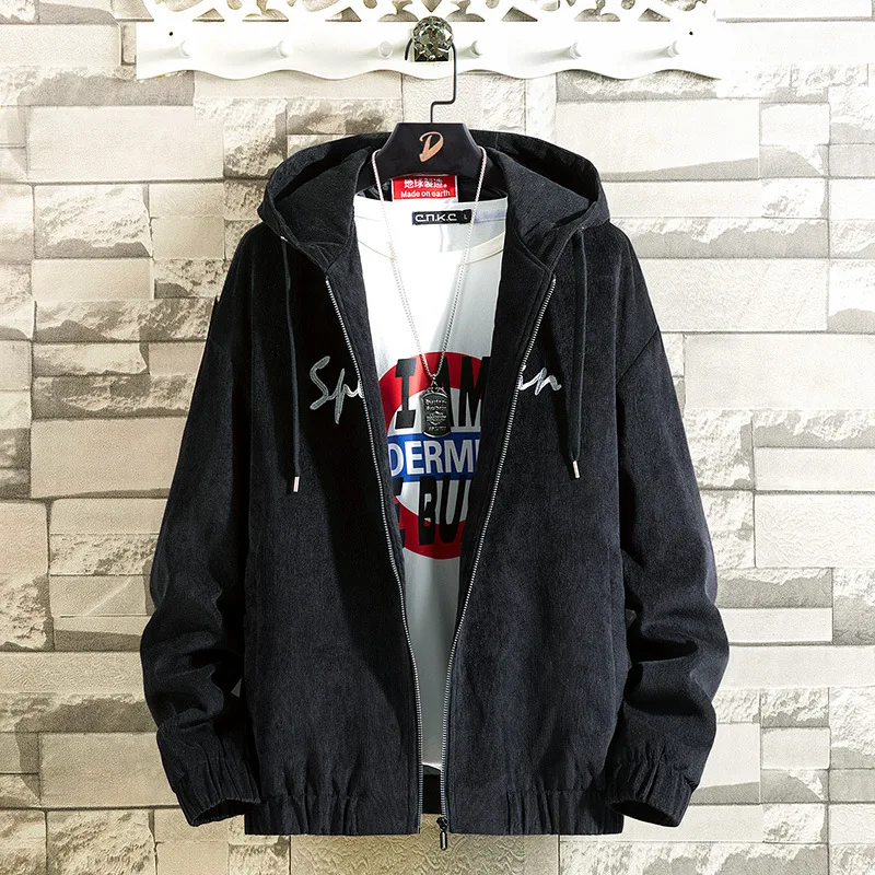 Мужская однотонная винтажная куртка Вельветовая негабаритная Повседневная