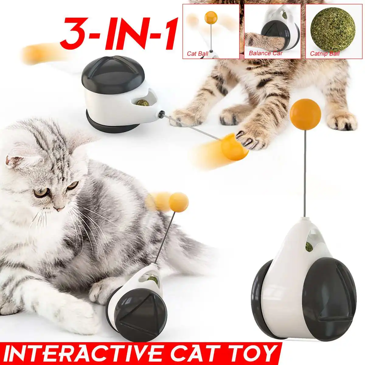 

3-In-1 Balance swing Car Interactive Cat Toys Cat Ball Catnip Ball Balance Teasing Pet Training Funny Indoor Outdoor