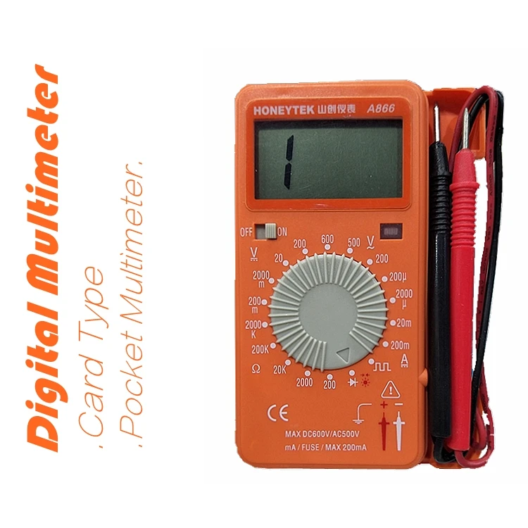 HONEYTEK A866 Тип карты цифровой мультиметр 3 1/2 ЖК дисплей (макс. 1999) ручной диапазон