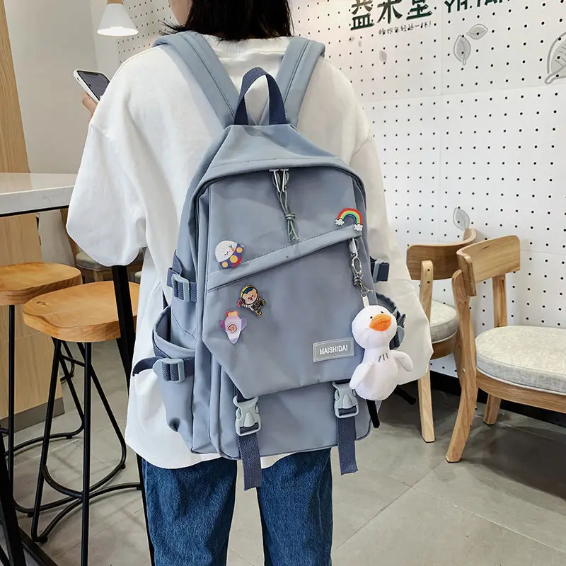 

Fashion Young Girl Backpack Simple Janpanese Style Backpack Student Large Capacity Multi Layer Zipper Casual Shoulder Bag