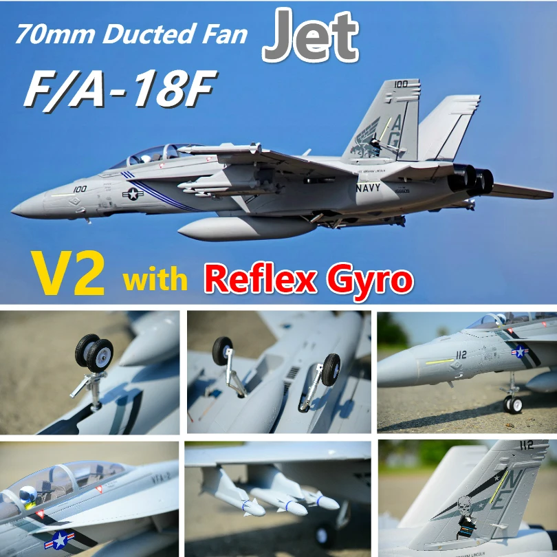 

FMS RC Airplane F/A-18F F18 Super Hornet V2 70mm Ducted Fan EDF Jet Big Scale Model Plane Aircraft PNP 6CH with Retracts Flaps