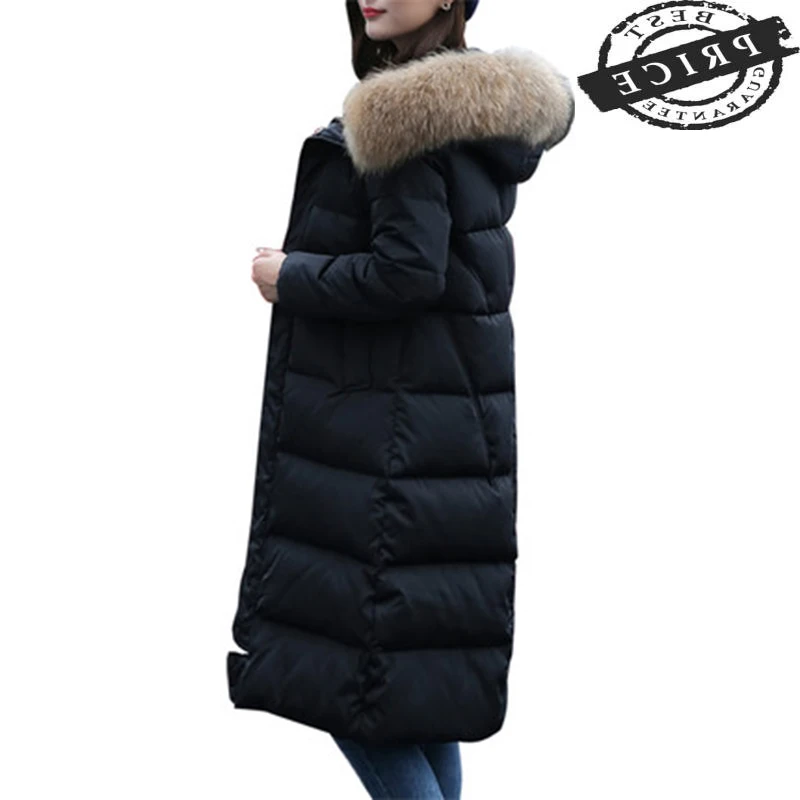 Пуховик женский длинный на утином пуху 2021 LX12a0 зима размера плюс | Женская одежда