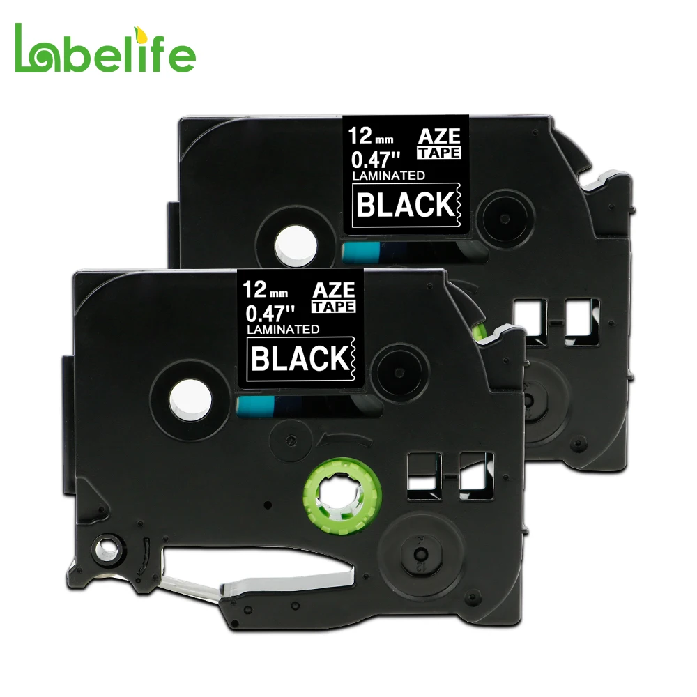 Labelife 2 шт. Φ TZe335 TZ335 белые на черном совместимые с Brother ленты для этикеток 12 мм * 8 м