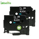 Labelife 2 шт.  TZe335  TZ335, белые на черном, совместимые с Brother, ленты для этикеток 12 мм * 8 м PTH110 PTP710 PTD200