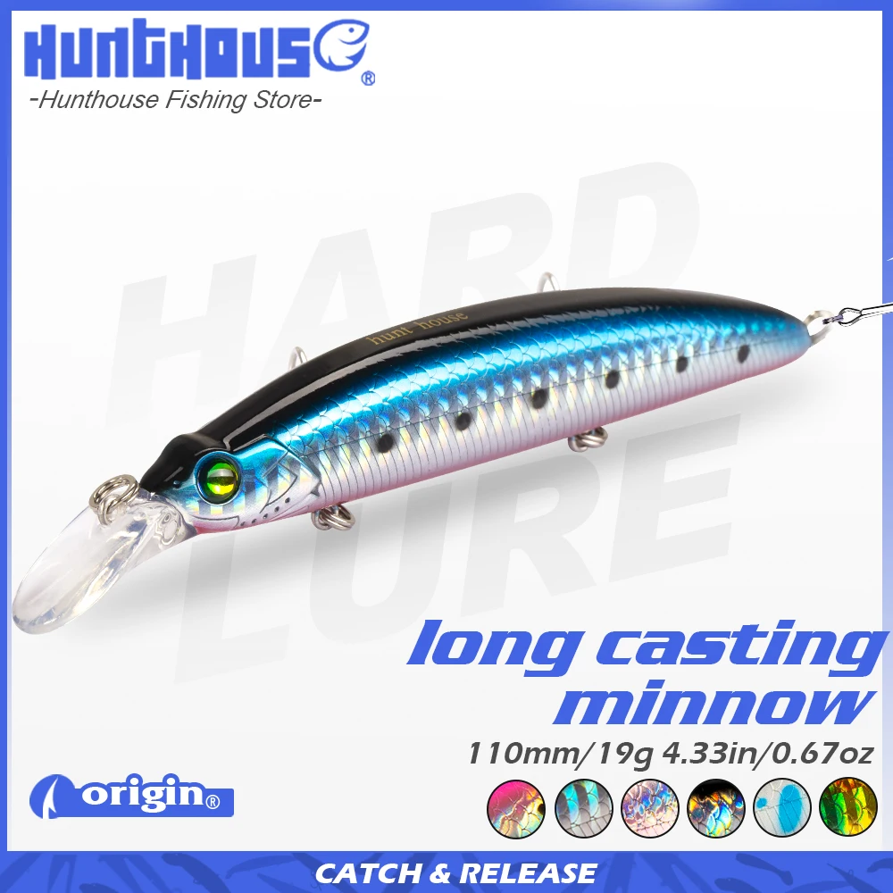 

HUNTHOUSE flaoting minnow lure long casting 110mm 19g wobblers hard lures artificial fake bait For fishing bass trout lw411