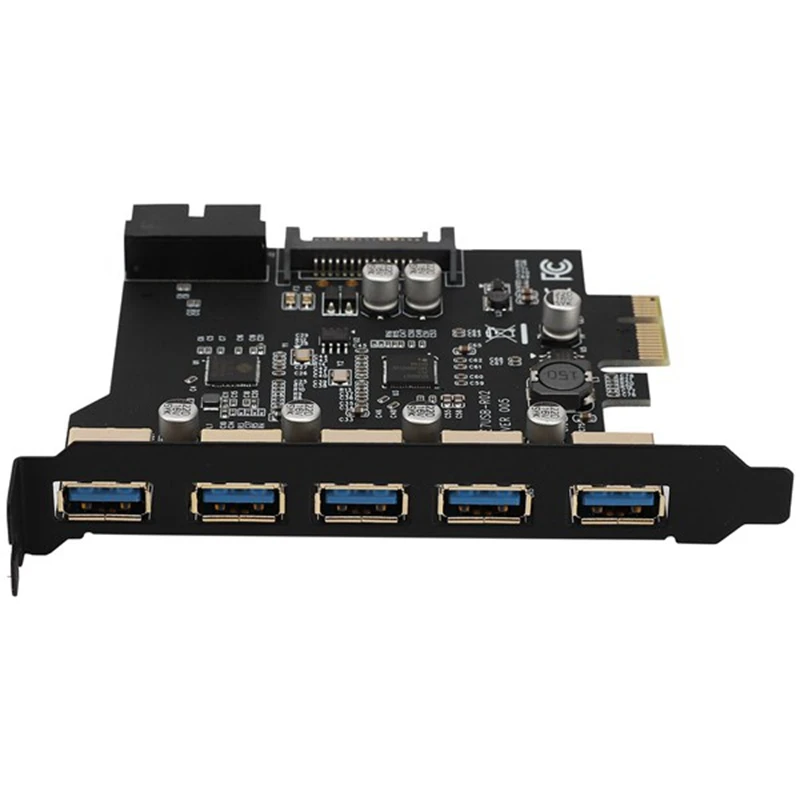 

Speed PCI-E to USB 3.0 19-Pin 5 Port PCI Express Expansion Card Adapter SATA 15Pin Connector with Driver CD for Desktop