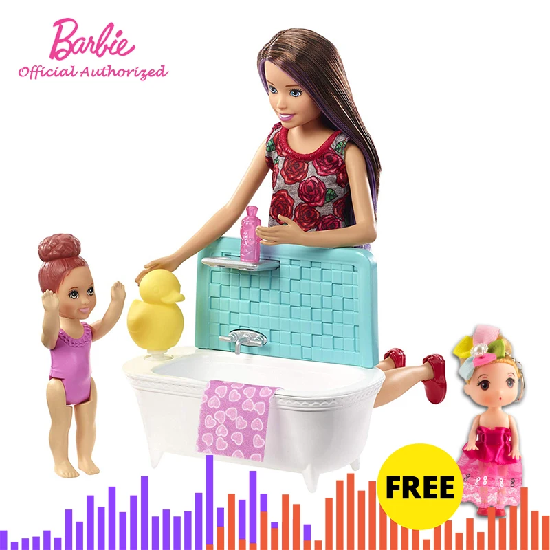 

Original Barbie Brand Toy Baby Wash Set Funny Pretend Doll Barbie Skipper Babysitters INC Dolls & Playset FXH05 Brinquedos