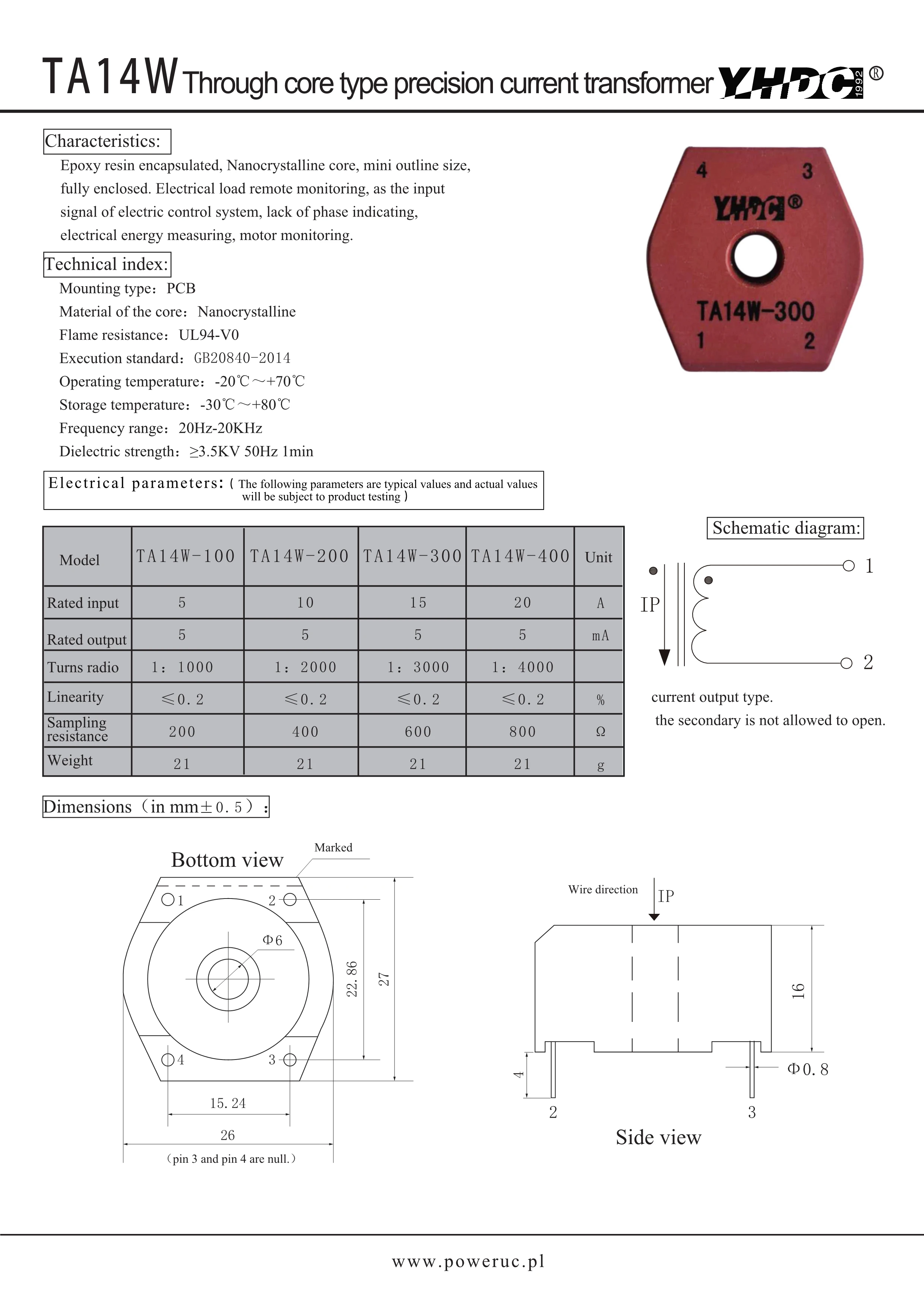 TA14W 100/200/300/400 23 лет производитель 1:1000 1:2000 1:3000 1:4000 вход 5A/10A15A/20A выход 5mA