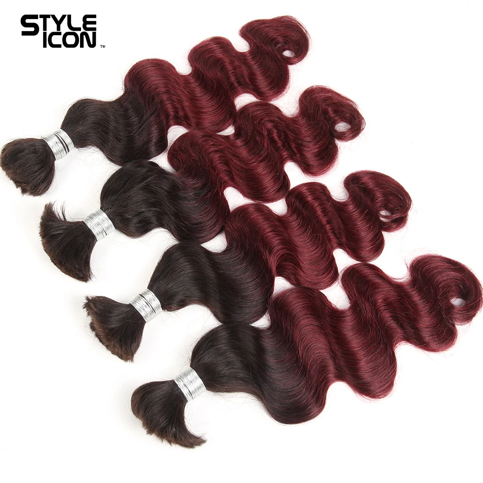 Объемные волнистые человеческие волосы Remy от 10 до 30 дюймов, Омбре T1B/99J, вязанные косички без уток, пряди, малазийские волнистые косички от AliExpress WW