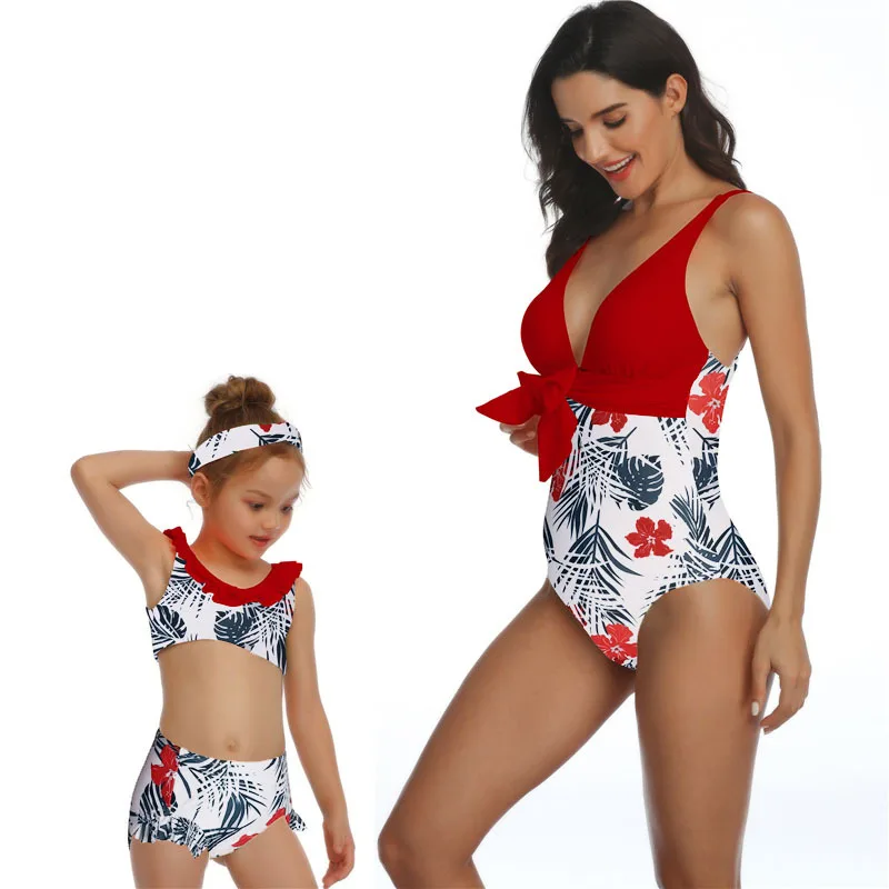 

New parent child one piece swimsuit European and American mother daughter swimsuit