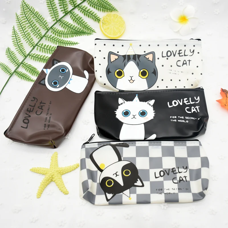Милый чехол карандаш для девочек 16 шт. kawaii cat школы силиконовая сумка канцтоваров