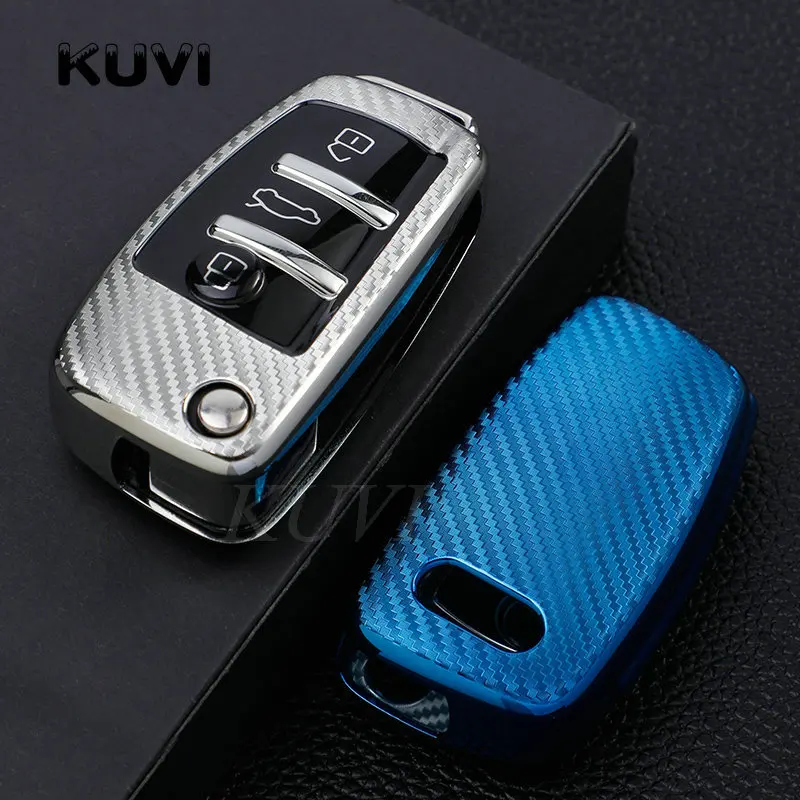 Чехол для автомобильных ключей Мягкий ТПУ/углеродное волокно чехол Audi A1 A3 A4 A5 Q7 A6