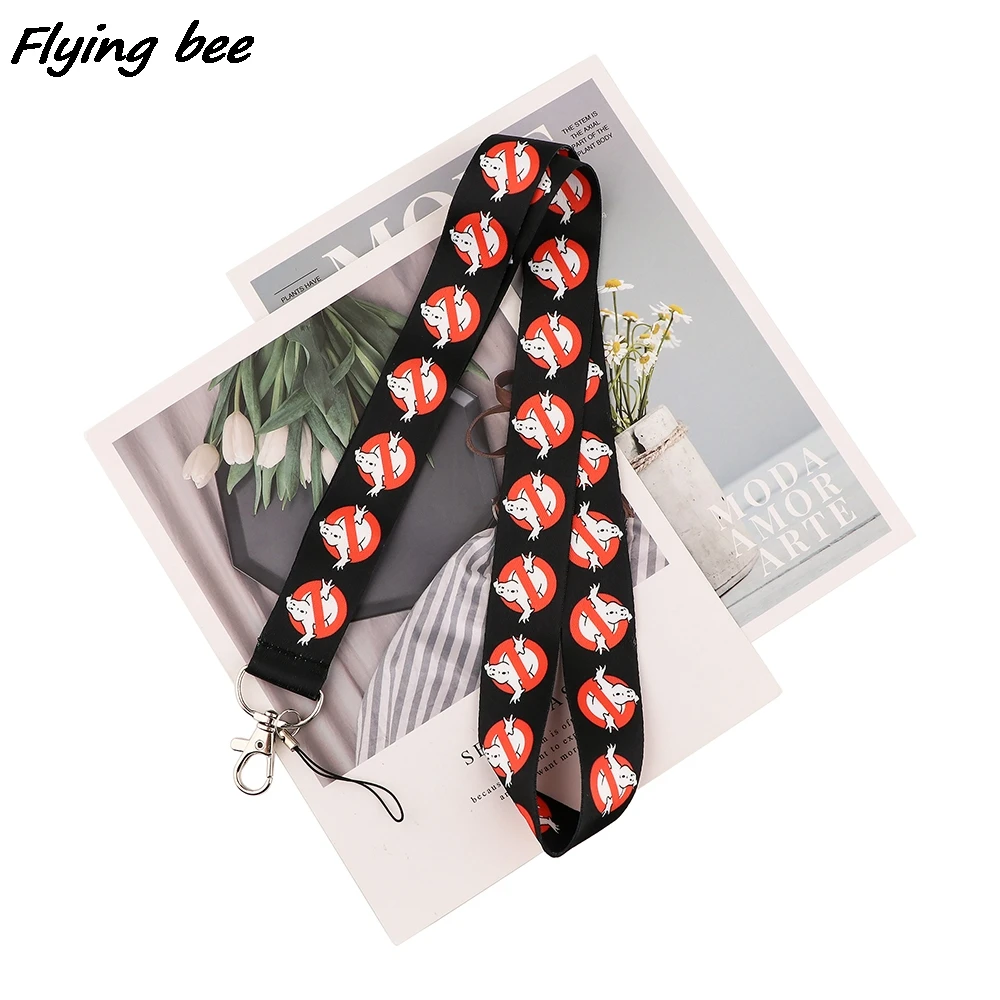 Flyingbee Naughty Ghost Cartoon Lanyards Id Badge Holder Keychain ID Card Pass Gym Mobile Badge Holder Lanyard Key Holder X1752