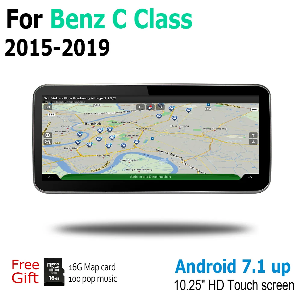 10.25" Android Multimedia Player Stereo Display navigation GPS For Mercedes Benz C Class 2015 206 2017 2018 2019 NTG | Автомобили и