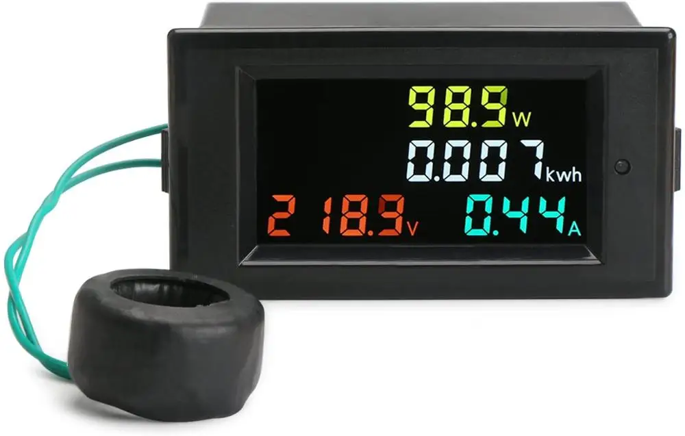 

AC Power Meter AC 80-300V 100A Voltage Current Color LCD Display Panel Digital Voltmeter Ammeter with Current Transformer CT