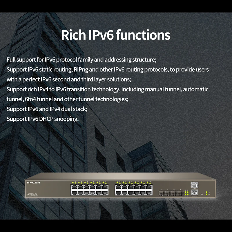 JSMAX IPCOM G5528X-EI 24*10/100/1000 Мбит/с RJ45 порты L3 управляемый сетевой Переключатель