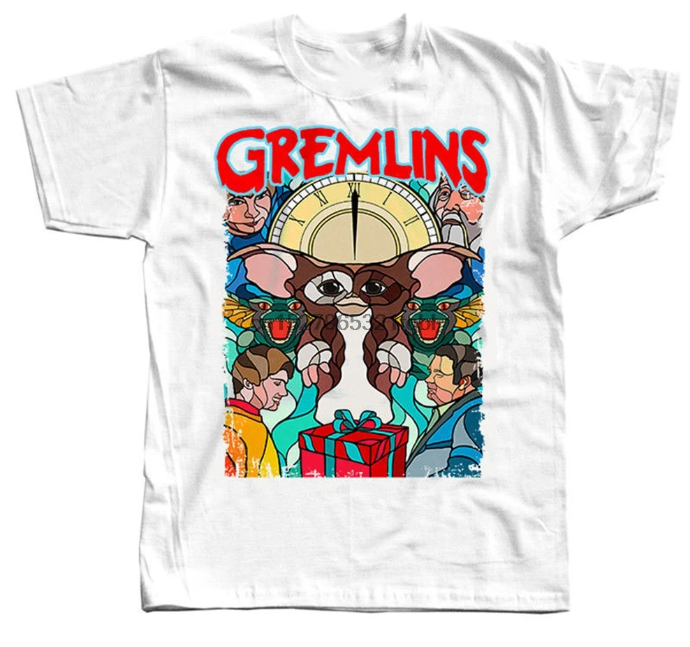 Gremlins комедийные из фильма ужасов Gizmo V3 футболка размеров S 3Xl 100 хлопок белый
