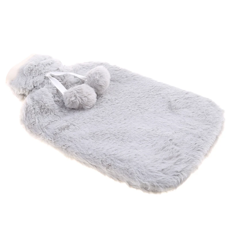 

K3NA 1800ml Cute 2 Balls Plush Cover Hot Water Bottle Anti-scald Hot-water Bag Water-filling Hand Warmer for d.r.itory Home