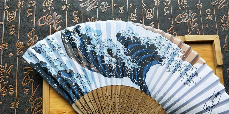 Японский ручной веер Ukiyoe серфинг морская волна Kanagawa складной eventail винтажные
