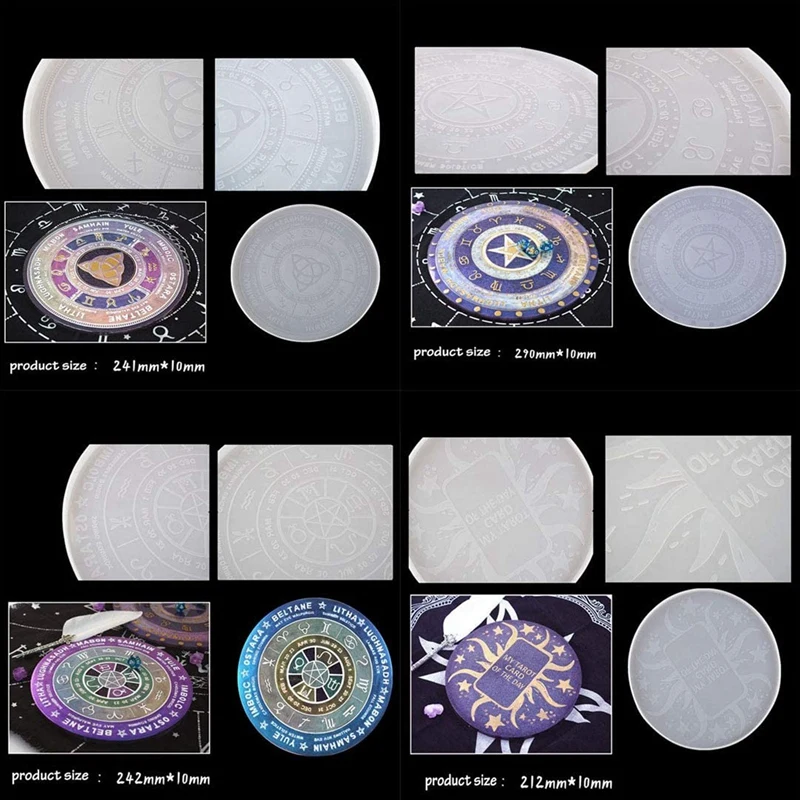 4 шт. маятник коврик Астрология Знак доска эпоксидная смола форма и 1 набор