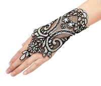 bridal lace gloves wrist length gloves hook finger bandage short wedding accessories drop ship