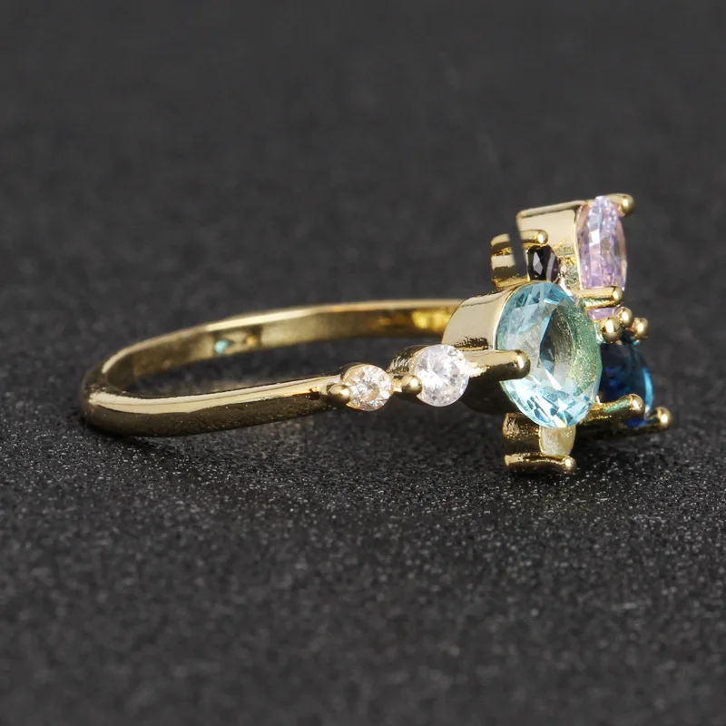 Женское кольцо с голубым кристаллом Русалочки подарок на день рождения