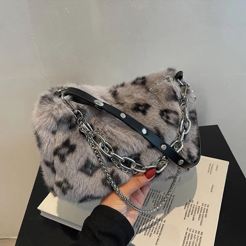 

Зимняя теплая плюшевая сумка через плечо, женские роскошные дизайнерские пушистые сумки через плечо из искусственного меха для женщин, сум...