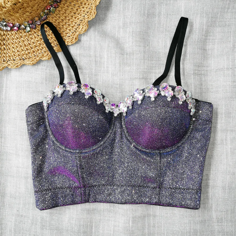 

2021 новый сексуальный лифчик Для женщин пуш-ап Bralet Женская Алмаз корсеты и бюстье бюстгальтер Обрезанные Топы с открытой спиной Bling этап заст...