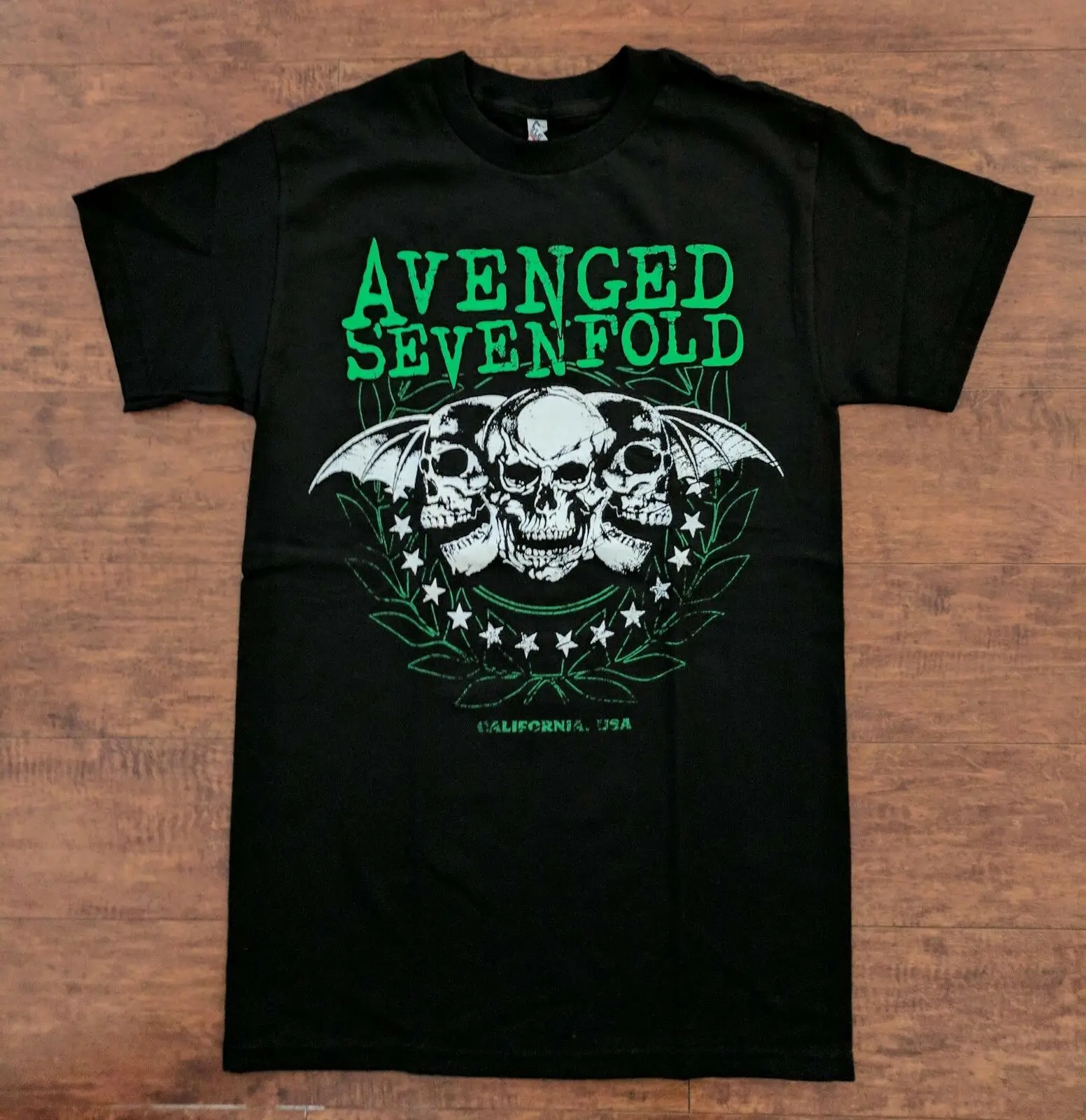

AVENGED SEVENFOLD GREEN LOGO HEAVY METAL T SHIRT