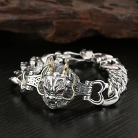domineering trend silver men bracelet dragon chinese style retro creative faucet thick hip hop jewelry accessory