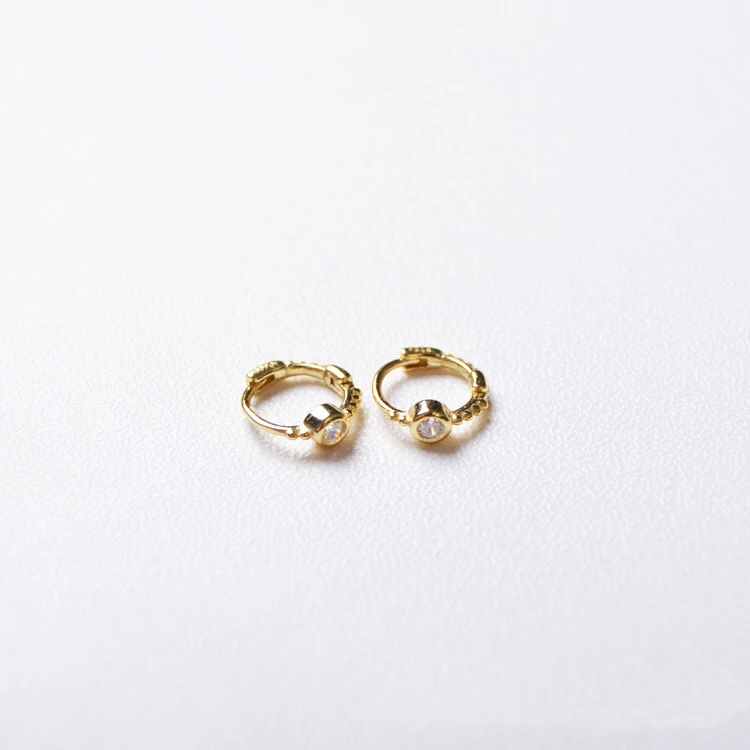 1 pair gold 7mm Серьги из стерлингового серебра 925 пробы, простые мини-циркониевые круглые серьги, Пряжка для ушей, милый тренд, дикие классические серьги для девочек, ювелирные изделия - Окраска металла: 1 pair gold 7mm