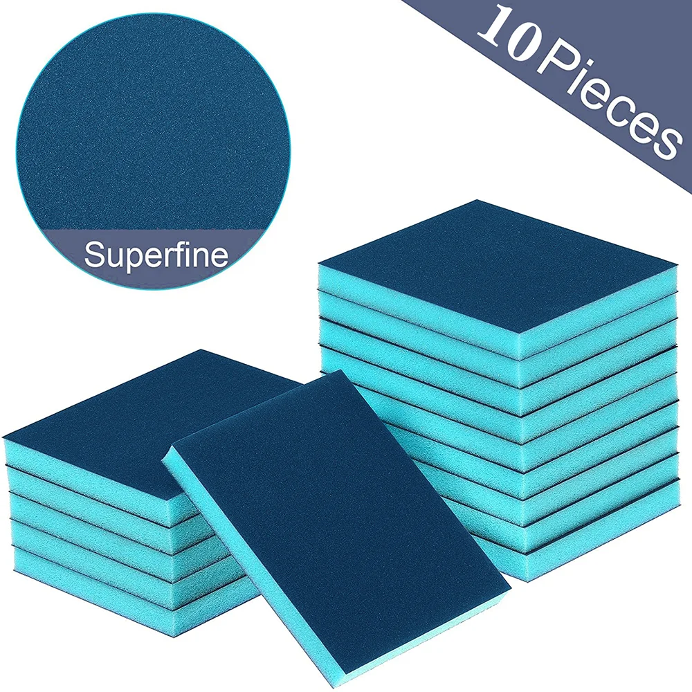 

10 Piece Sanding Sponge Washable Sponge Sand Blocks Wet and Dry Sanding Blocks 100-240 Grit for Plastic Wood Metal Furniture Car
