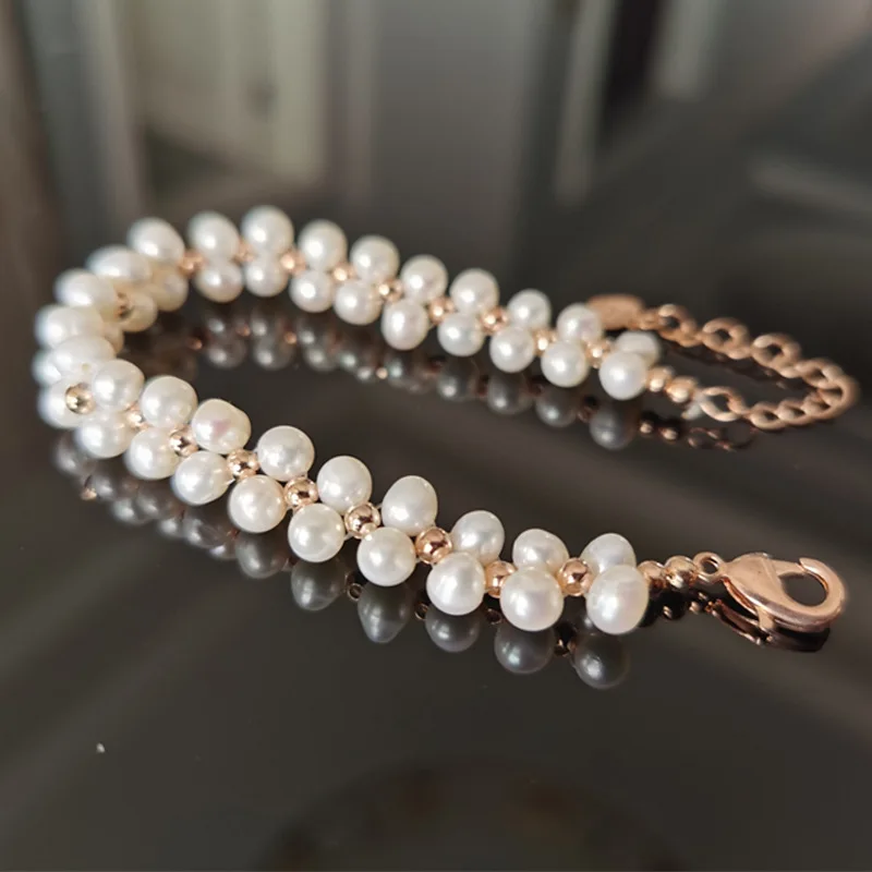 Браслет женский из серебра 925 пробы с натуральным пресноводным жемчугом |