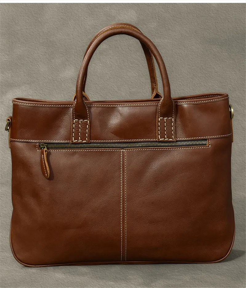 Handmade high-quality luxury first layer cowhide men's briefcase simple genuine leather laptop messenger bag women work handbag
