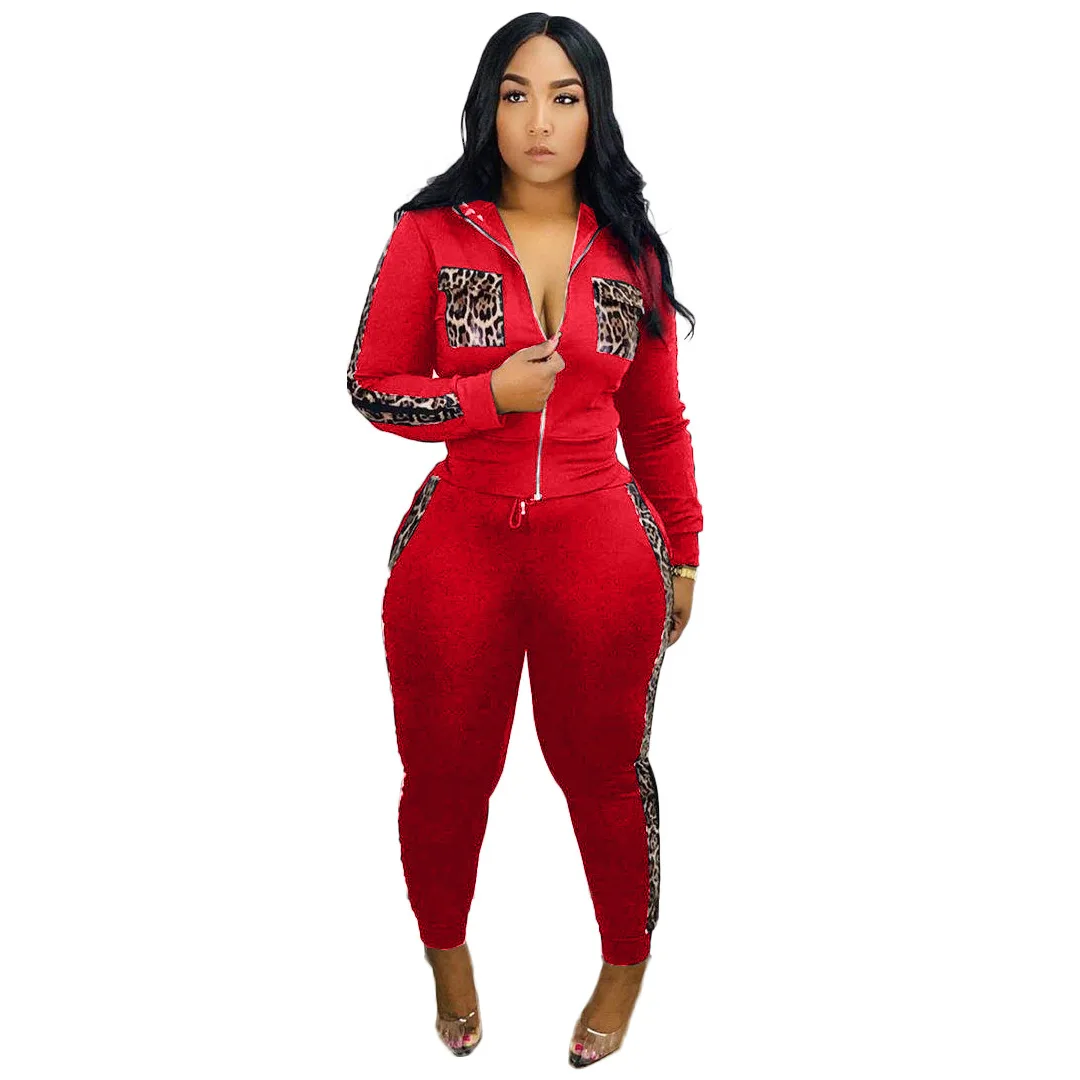 Леопардовый зимний Повседневный Женский комплект спортивный костюм толстовка с