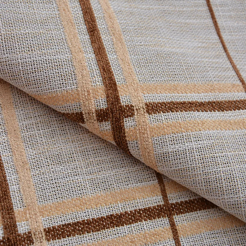 Современные Простые льняные шторы с однотонной строчкой затемняющие для