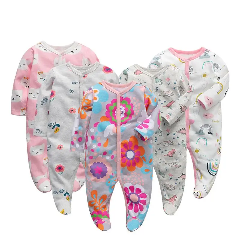 

3pcs/set Baby Girls Rompers Footies Infant Girls Sleepsuits Newborn Clothes Long Sleeve One Pieces Baby Boy Cotton Romper 0-12m