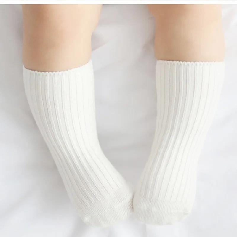 Calcetines de punto doble con rayas verticales lisas para ni&ntilde;os, primavera y verano-2