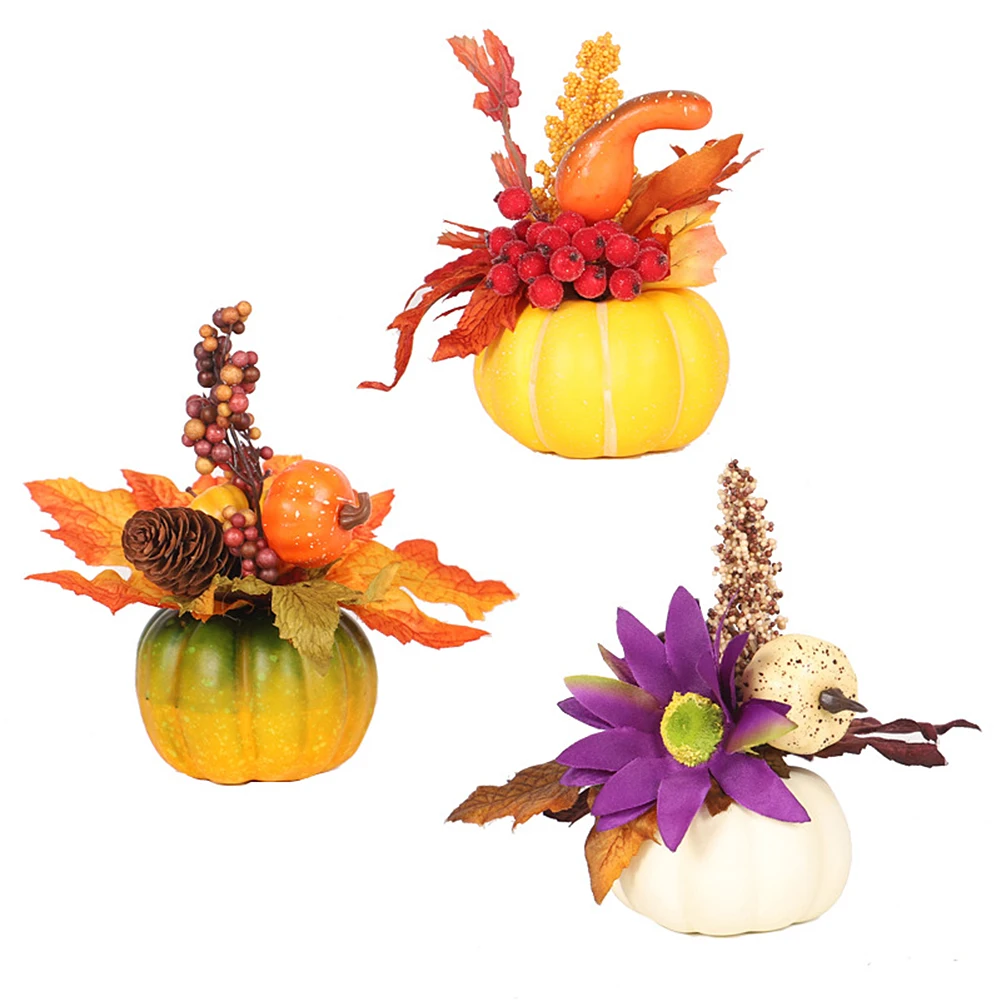 Artificial Pumpkins Maple Leaf Dried Flowers Pomegranate Table House Thanksgiving Halloween Autumn Fall Harvest Decoration | Дом и сад