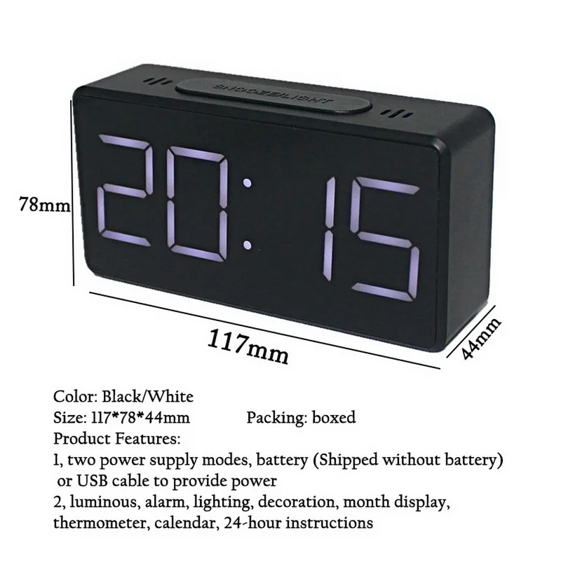Antique Style Digital Wooden LED Alarm Clock Voice Control Snooze Timer Lunimous Display for Bedroom Office Desktop Table Decor | Дом и сад