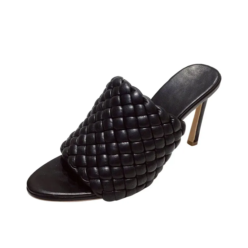 Yellow Sandals Casual Weave Hight Heels Women Blue Slippers Brand Sandles Summer Office Shoes Vrouw | Обувь