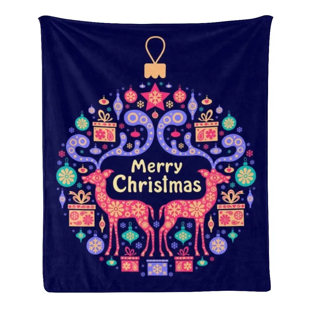 

Custom Super Soft Throw Blanket Fleece Blanket for Couch Sofa Bed Gift Christmas Tree Deer