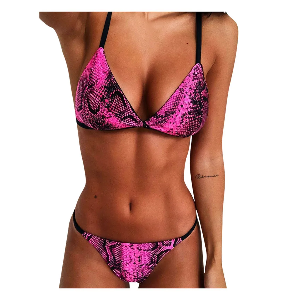 

Sexy Swimwear Women Women's Sexy Print Brazilian Bikini High Cut Bikini Set Two Piece Swimsuit Badmode