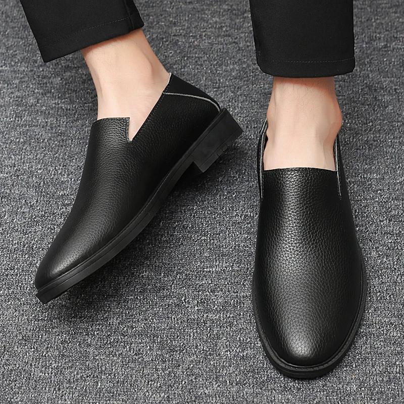 Мужские лоферы из натуральной кожи повседневные Мокасины без застежки на