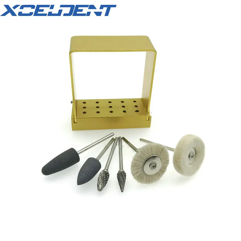 

6 шт. стоматологические лабораторные силиконовые резиновые вращающиеся вольфрамовые стальные полировальные боры 2,35 мм + 1 шт. 15 отверстий Де...